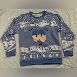 South Park Towelie ugly Christmas crewneck sweatshirt lilac XS NWOT